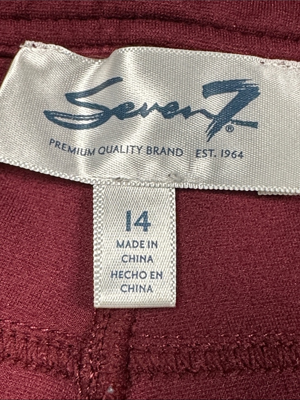 Seven7 Super Stretchy Pants Maroon Jegging / Zipper Skinny Rayon Nylon Blend 14 - Picture 3 of 7